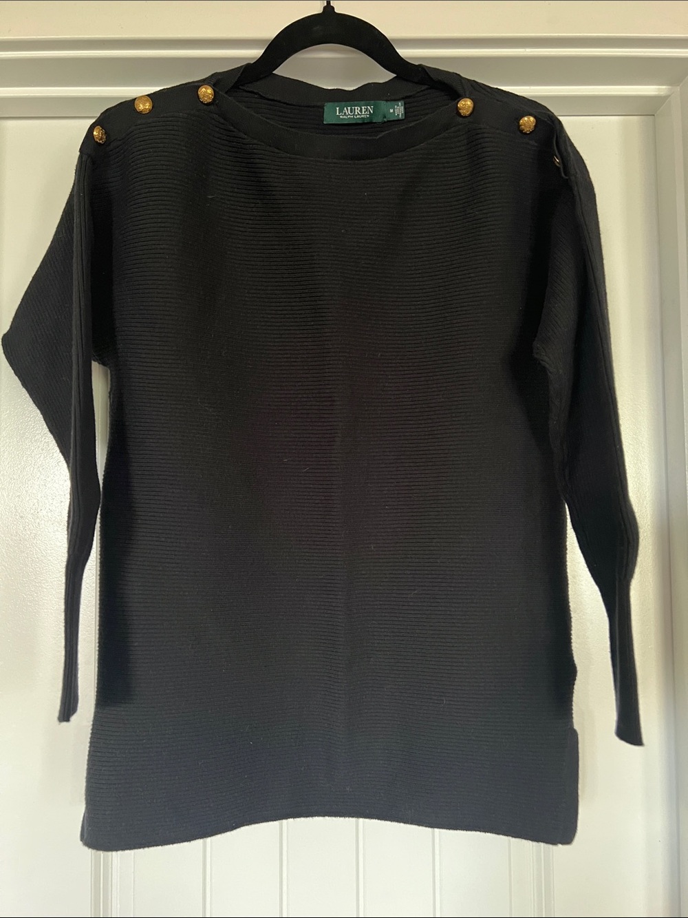 Lauren Ralph Lauren Black Horizontal Ribbed Sweater
